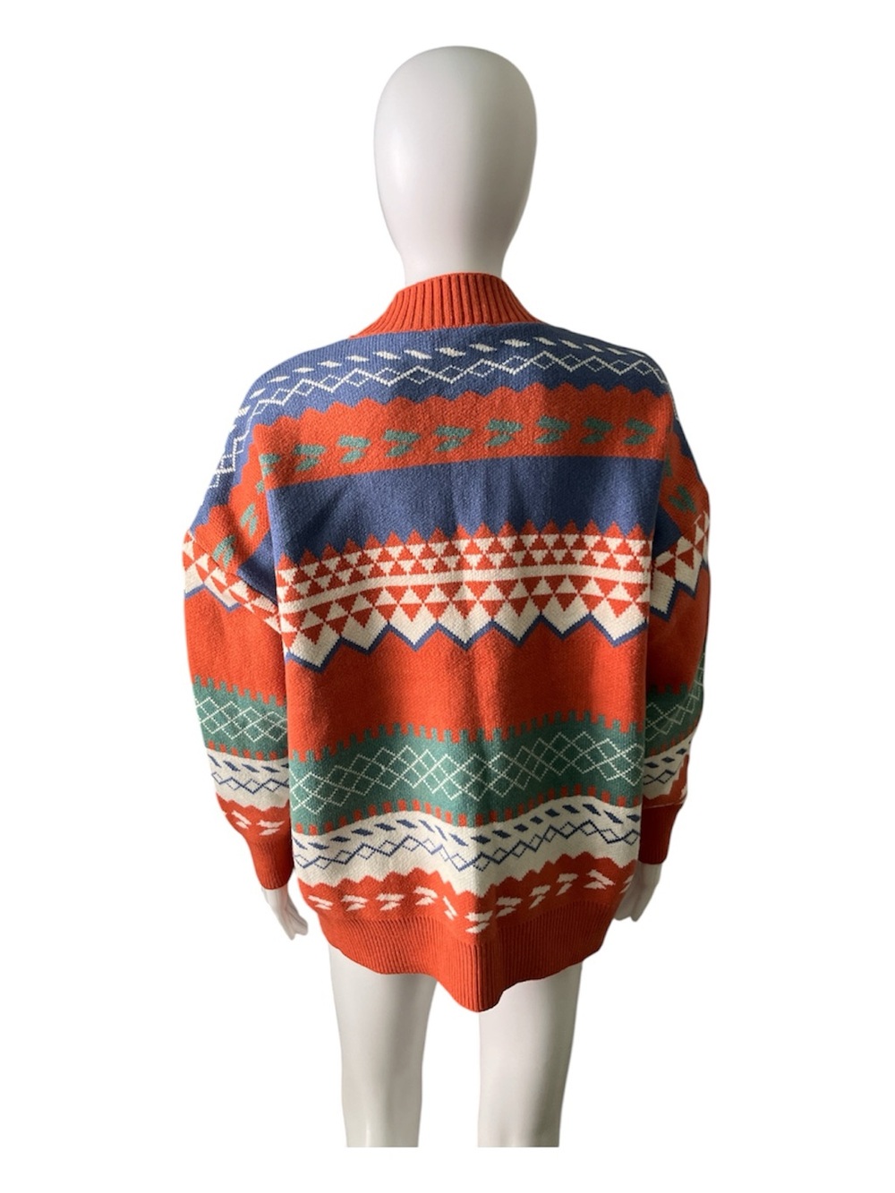 ADORA Orange Multicolor Patterned Button-Front Cardigan - Picture 4 of 5